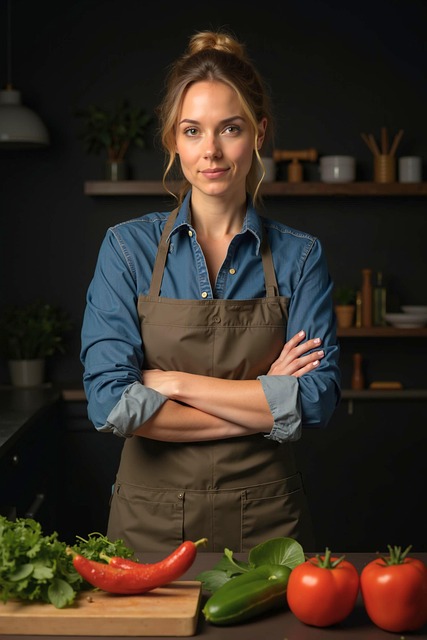 Isabella Moreno Chef Chef rubia con blusa blanca, de pie en una cocina.