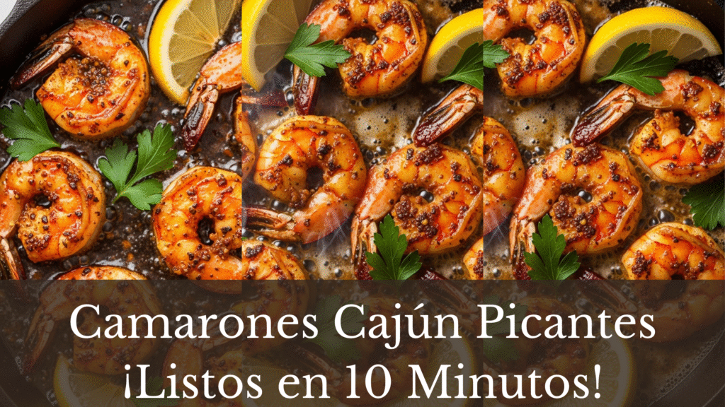 A collage of three plates of goden & mouthwatering Cajun Shrimp